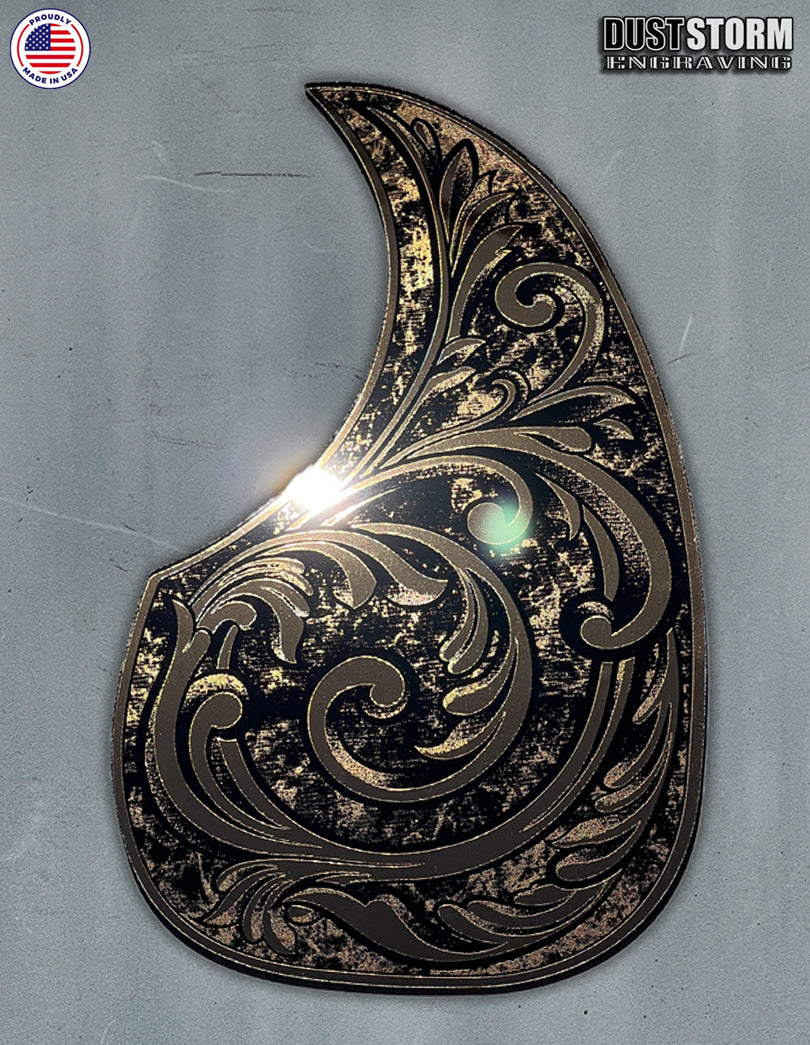 Acoustic Guitar Pickguard Laser Engraved Copper Acrylic Mirror for Martin D28 Style Guitar