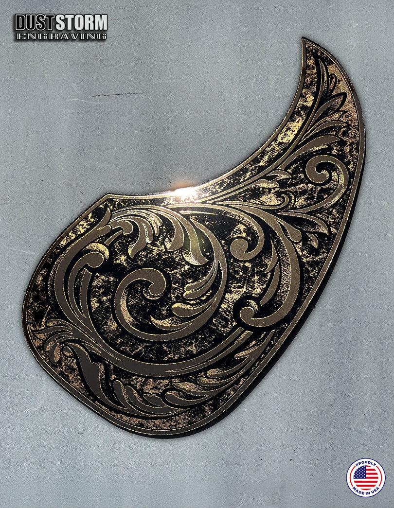 Acoustic Guitar Pickguard Laser Engraved Copper Acrylic Mirror for Martin D28 Style Guitar