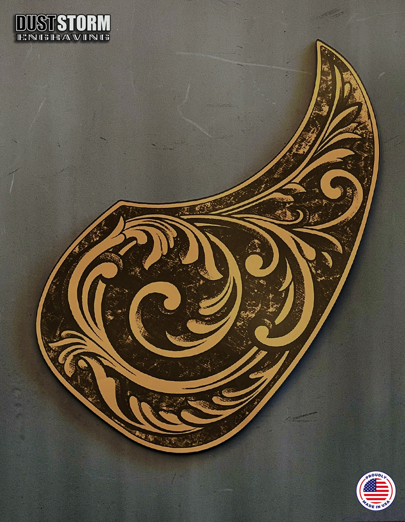 Acoustic Guitar Pickguard Laser Engraved Copper Acrylic Mirror for Martin D28 Style Guitar