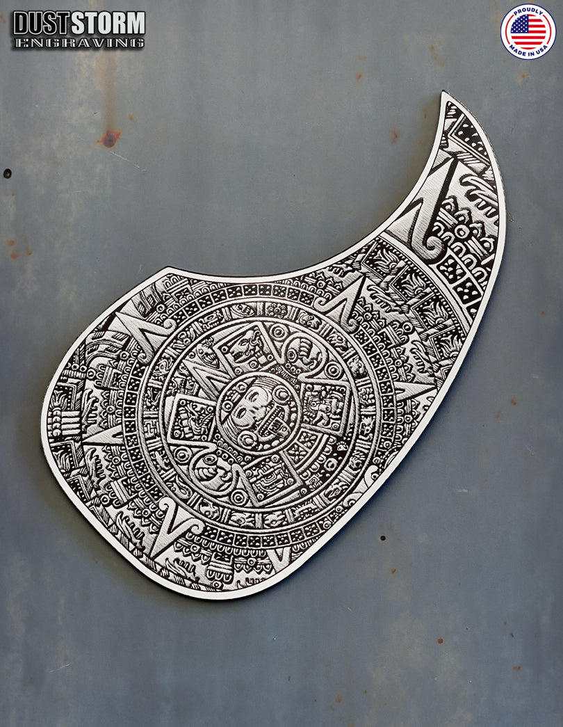 Acoustic Guitar Pickguard Laser Engraved Mayan Calendar Silver Acrylic Mirror for Martin D28 Style Guitar