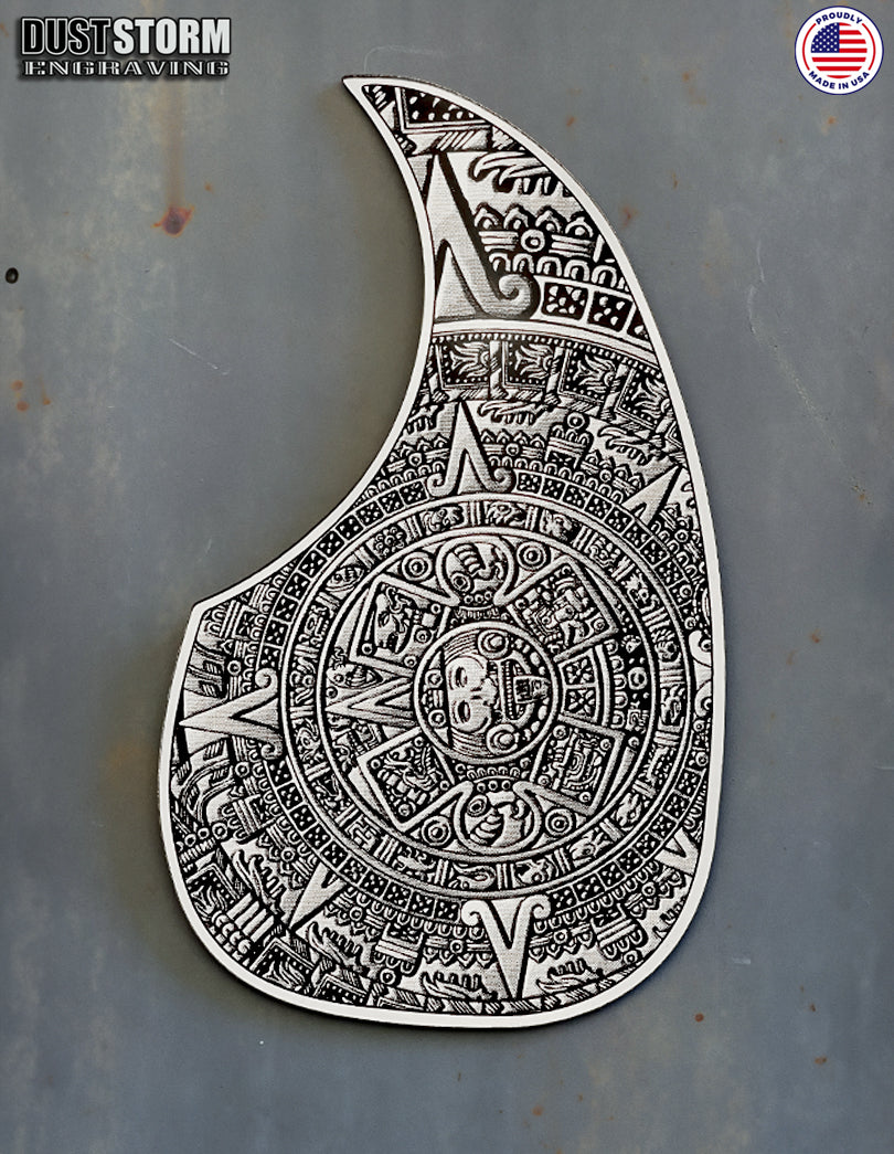 Acoustic Guitar Pickguard Laser Engraved Mayan Calendar Silver Acrylic Mirror for Martin D28 Style Guitar