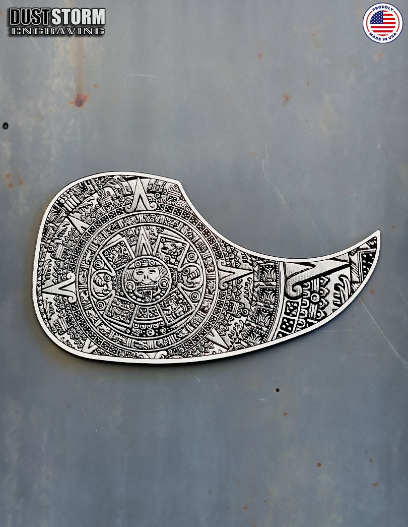 Acoustic Guitar Pickguard Laser Engraved Mayan Calendar Silver Acrylic Mirror for Martin D28 Style Guitar