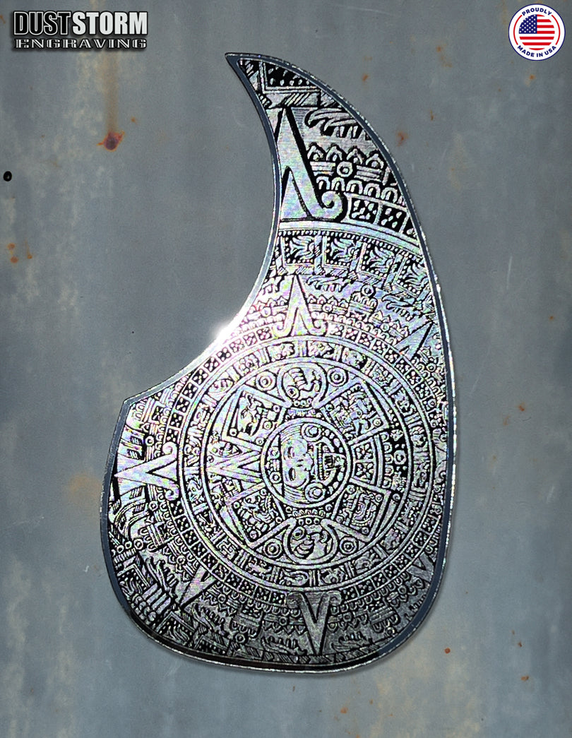 Acoustic Guitar Pickguard Laser Engraved Mayan Calendar Silver Acrylic Mirror for Martin D28 Style Guitar
