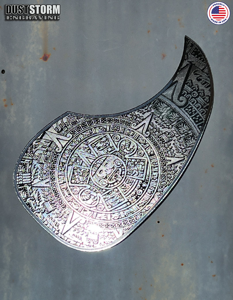 Acoustic Guitar Pickguard Laser Engraved Mayan Calendar Silver Acrylic Mirror for Martin D28 Style Guitar