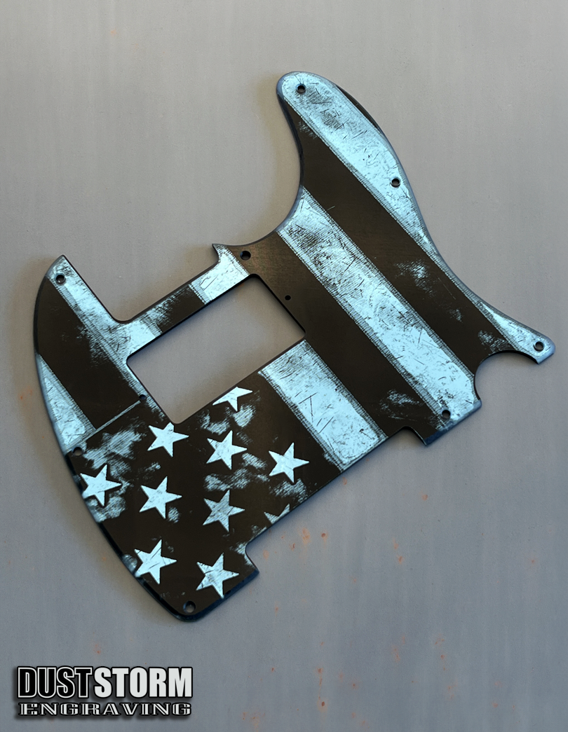 Engraved 8 Hole Pickguard for Fender Telecaster American Flag Blue Acrylic Mirror American/Mexican Tele Guitar Scratch Plate Humbucker or Standard Cut Available