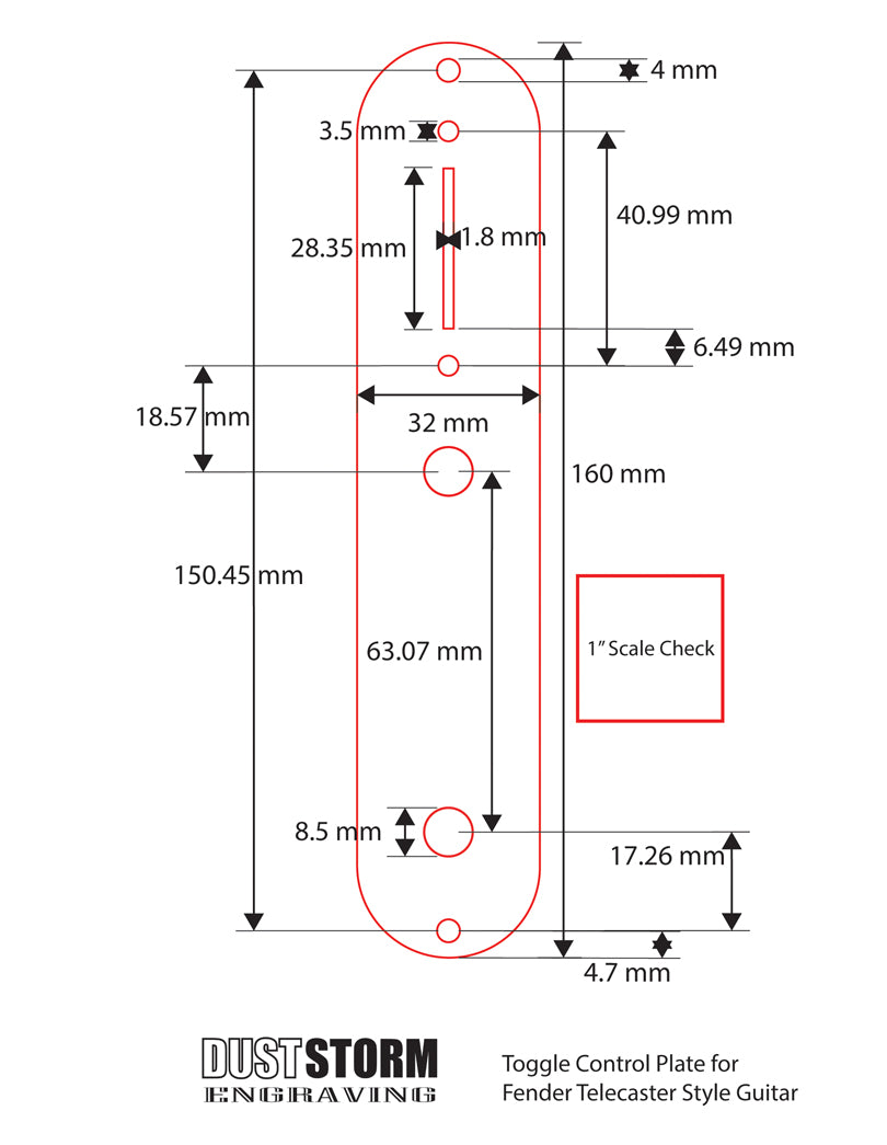 Engraved Toggle Control Plate for Telecaster Style Guitar in Iridescent Gold Acrylic Mirror
