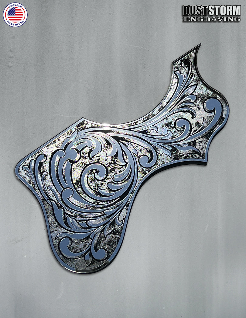 Custom Acoustic Guitar Pickguards in Acrylic Mirror