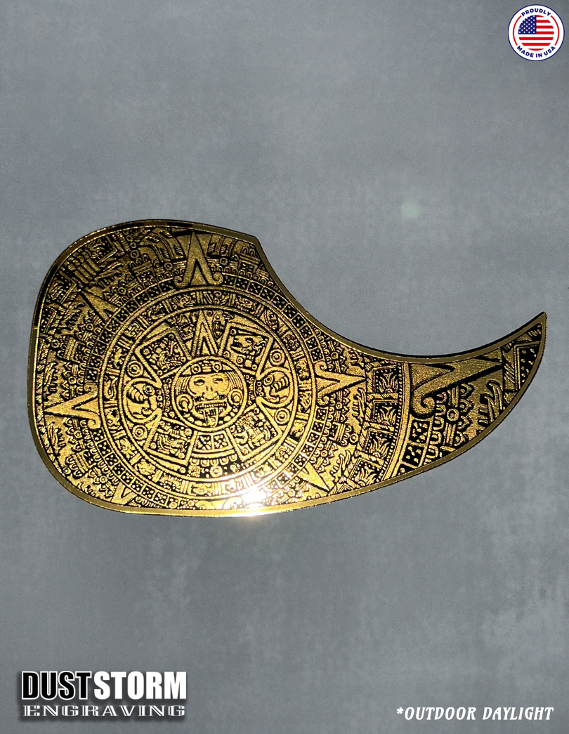 Acoustic Guitar Pickguard Laser Engraved Mayan Calendar Gold Acrylic Mirror for Martin D28 Style Guitar