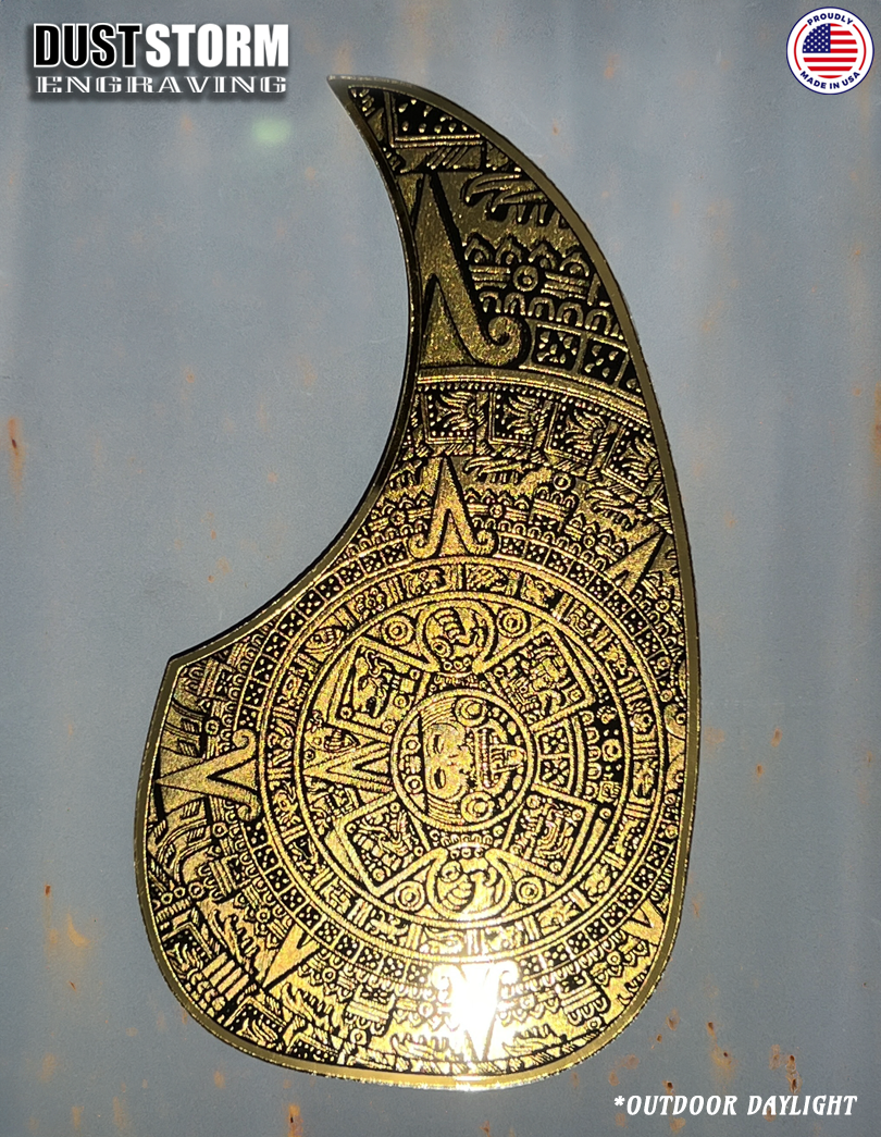 Acoustic Guitar Pickguard Laser Engraved Mayan Calendar Gold Acrylic Mirror for Martin D28 Style Guitar
