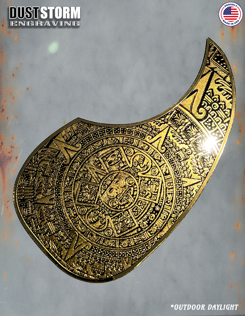 Acoustic Guitar Pickguard Laser Engraved Mayan Calendar Gold Acrylic Mirror for Martin D28 Style Guitar