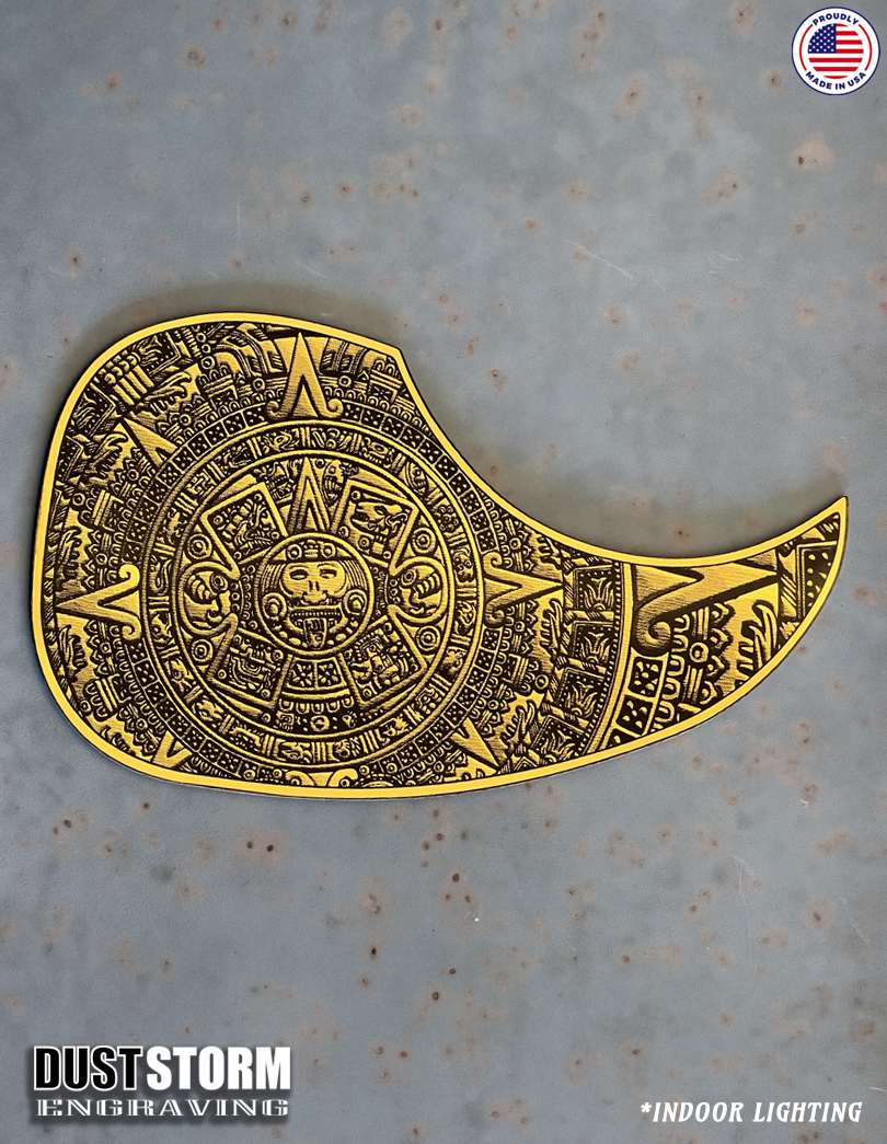 Acoustic Guitar Pickguard Laser Engraved Mayan Calendar Gold Acrylic Mirror for Martin D28 Style Guitar