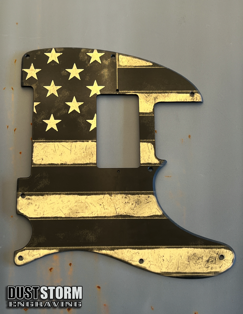 Engraved 8 Hole Pickguard for Fender Telecaster American Flag Gold Acrylic Mirror American/Mexican Tele Guitar Scratch Plate Humbucker or Standard Cut Available