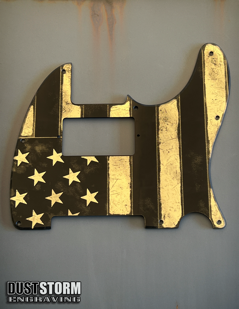 Engraved 8 Hole Pickguard for Fender Telecaster American Flag Gold Acrylic Mirror American/Mexican Tele Guitar Scratch Plate Humbucker or Standard Cut Available