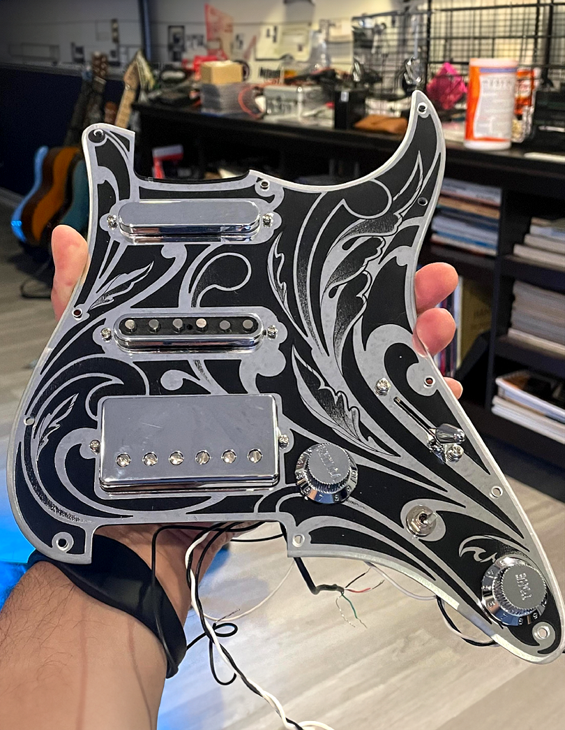 Custom Laser Engraved Mirrored Acrylic Pickguards
