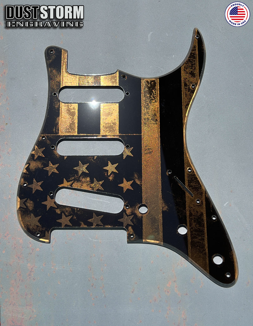 American Flag Pickguard & Free Tremolo Cover in Copper Acrylic Mirror for Fender Stratocaster SSS, HSS, HSH Setups Available