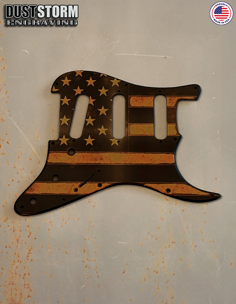 American Flag Pickguard & Free Tremolo Cover in Copper Acrylic Mirror for Fender Stratocaster SSS, HSS, HSH Setups Available