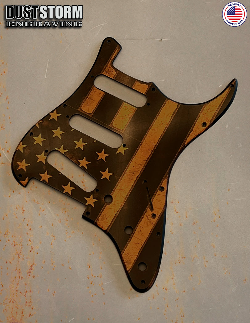 American Flag Pickguard & Free Tremolo Cover in Copper Acrylic Mirror for Fender Stratocaster SSS, HSS, HSH Setups Available