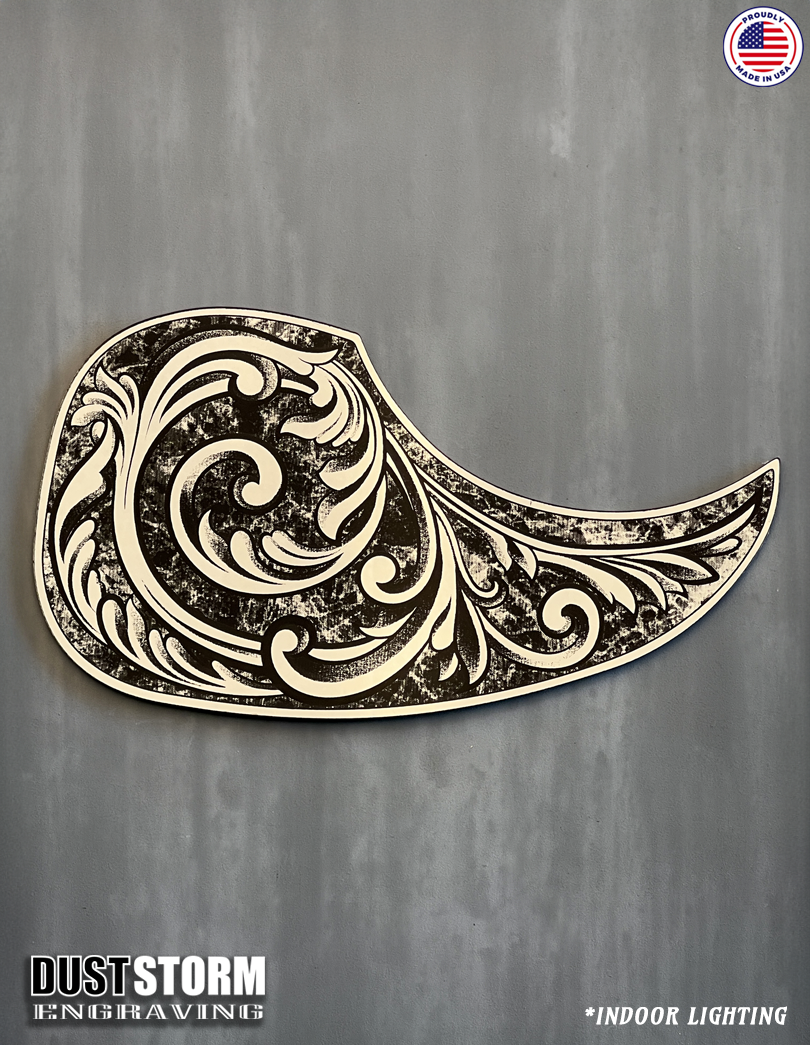 Acoustic Guitar Pickguard Laser Engraved Silver Acrylic Mirror for Martin D28 Style Guitar