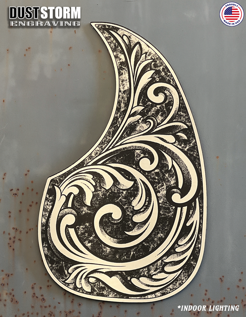 Acoustic Guitar Pickguard Laser Engraved Silver Acrylic Mirror for Martin D28 Style Guitar