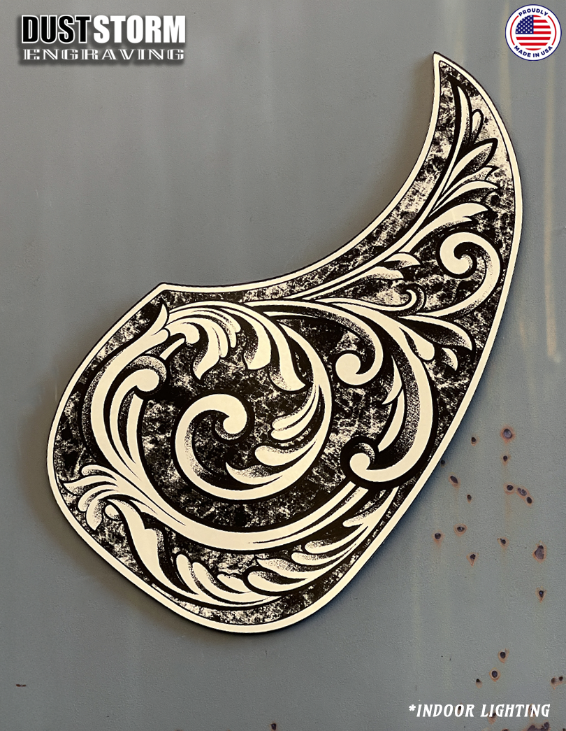 Acoustic Guitar Pickguard Laser Engraved Silver Acrylic Mirror for Martin D28 Style Guitar