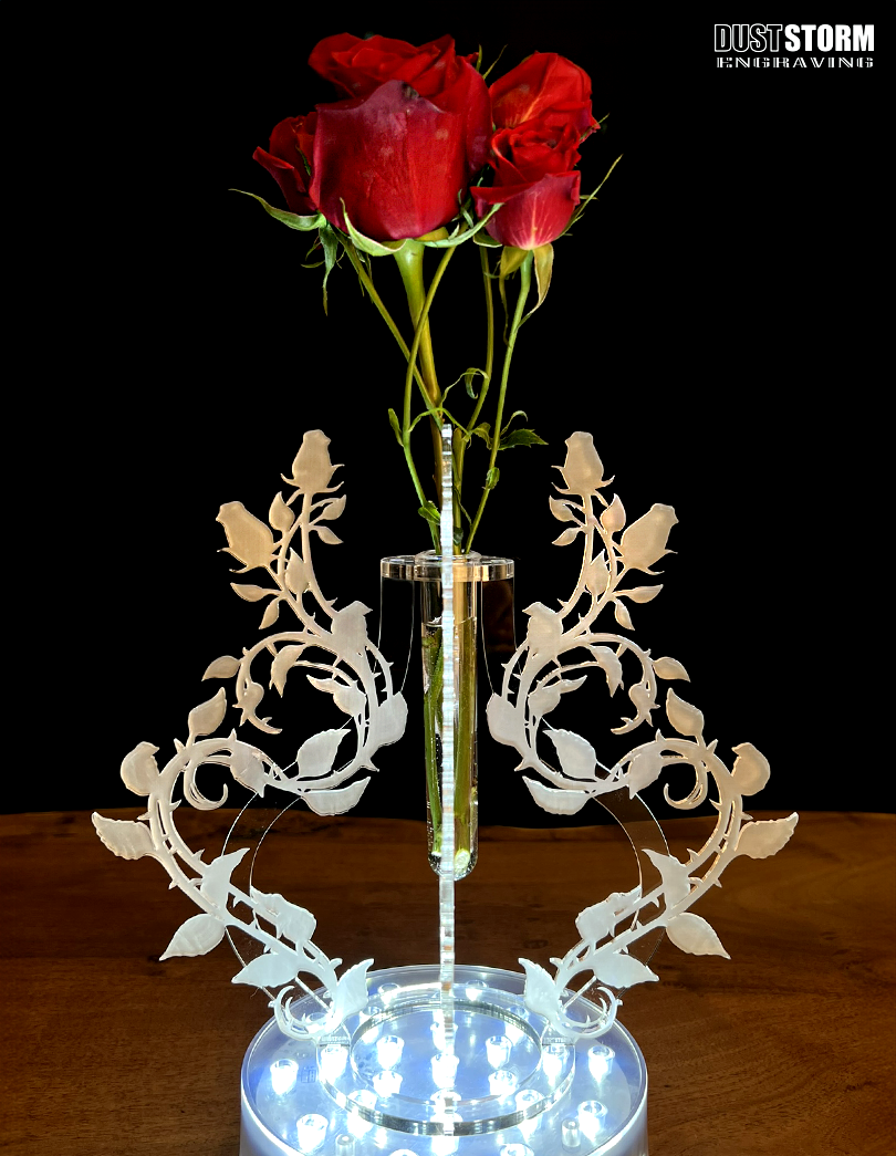 Minimalist Bud Vase Clear Frosted Acrylic Roses with Propagation Tube