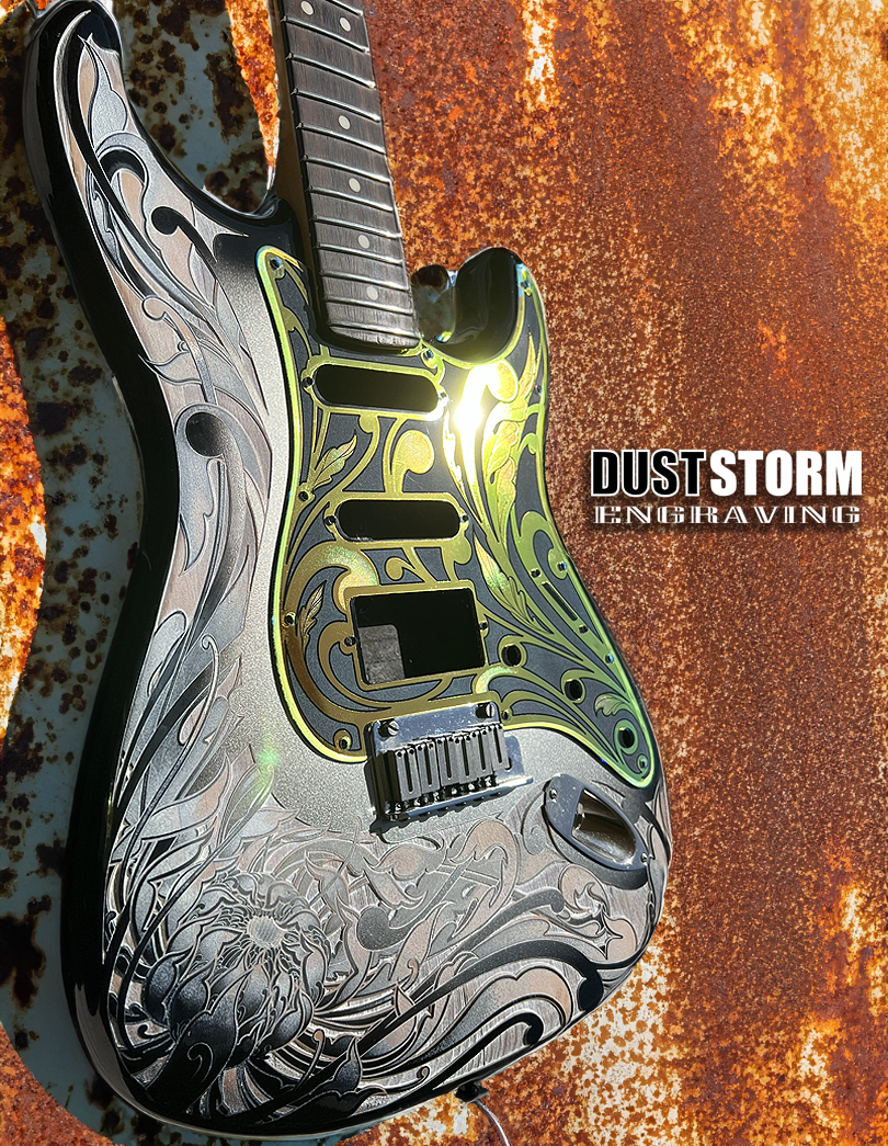 Client Supplied Fender Stratocaster Laser Engraved with Our 1st Fender Design (Custom Pickguard & Tremolo Cover Included)
