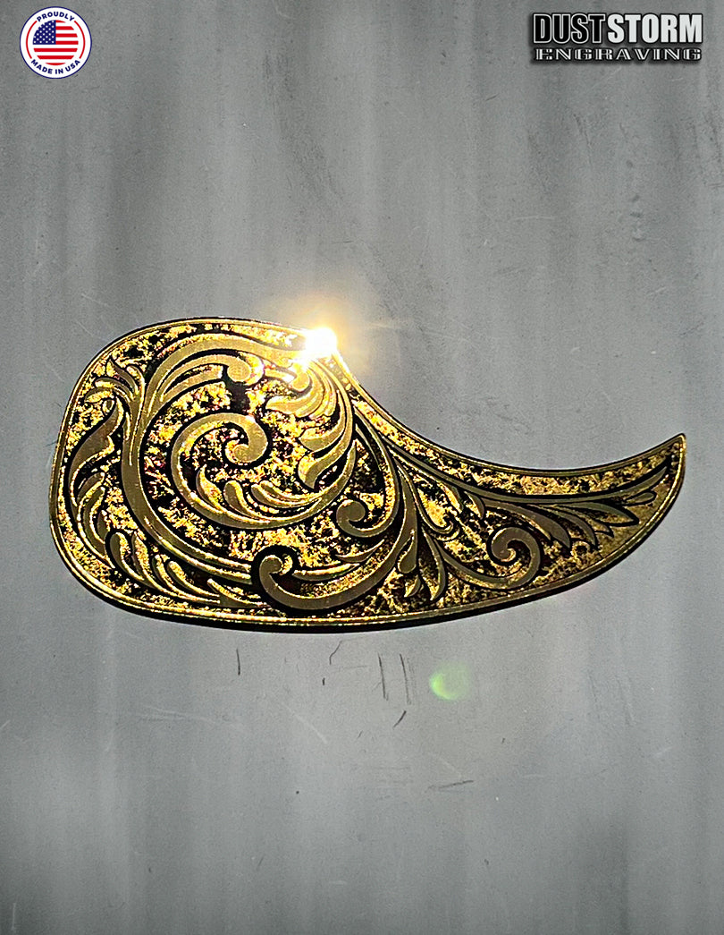 Acoustic Guitar Pickguard Laser Engraved Gold Acrylic Mirror for Martin D28 Style Guitar