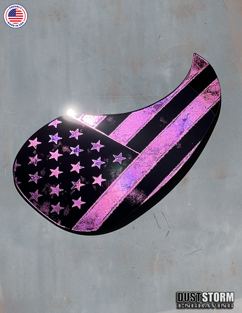 American Flag Acoustic Pickguard – Pink Acrylic Mirror, Laser Engraved, Fits Martin D28 Style Guitars