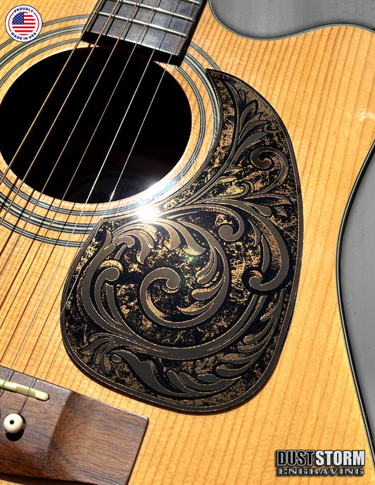 Acoustic Guitar Pickguard Laser Engraved Copper Acrylic Mirror for Martin D28 Style Guitar