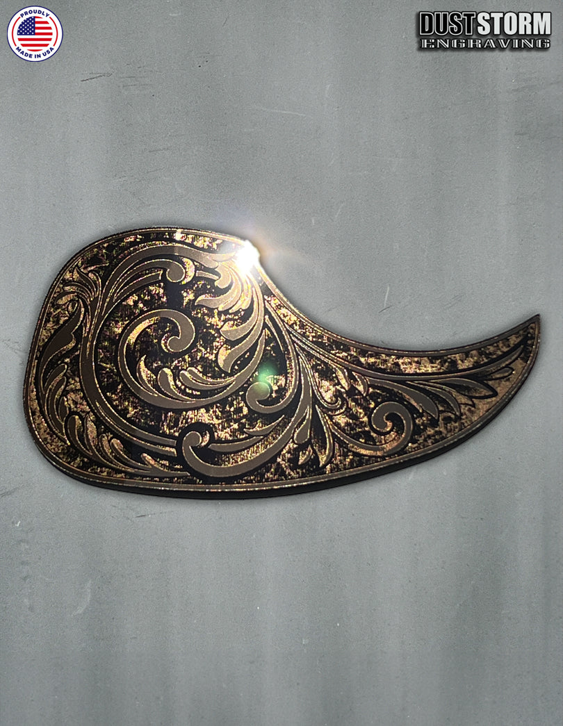Acoustic Guitar Pickguard Laser Engraved Copper Acrylic Mirror for Martin D28 Style Guitar