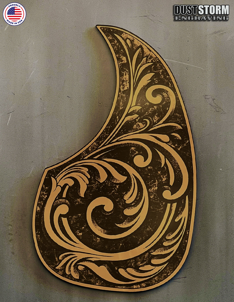 Acoustic Guitar Pickguard Laser Engraved Copper Acrylic Mirror for Martin D28 Style Guitar