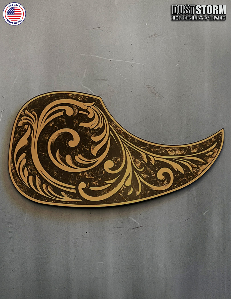 Acoustic Guitar Pickguard Laser Engraved Copper Acrylic Mirror for Martin D28 Style Guitar