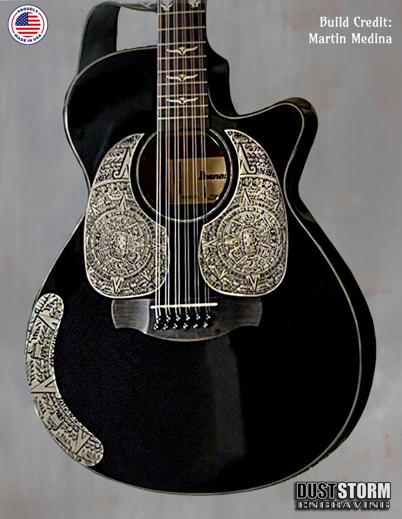 Mayan Sun Acoustic Guitar Armrest in Silver Acrylic Mirror