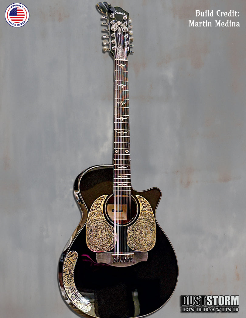 Mayan Sun Acoustic Guitar Armrest in Silver Acrylic Mirror
