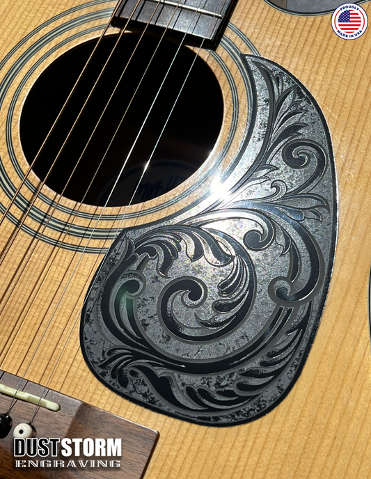 Acoustic Guitar Pickguard Laser Engraved Black Solid Color Acrylic for Martin D28 Style Guitar