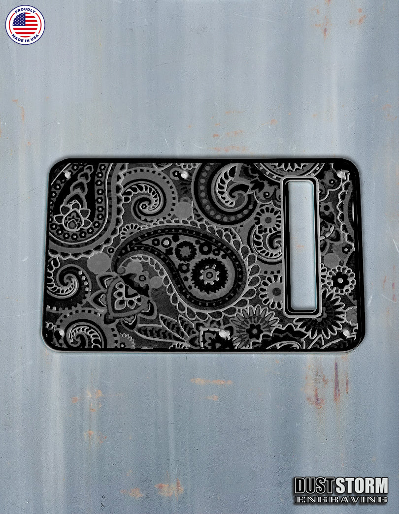 Engraved Paisley Pickguard and Tremolo Cover for Fender Stratocaster in Glossy Acrylic, 12 Solid Color Choices, HSH, HSS, SSS Setups Available