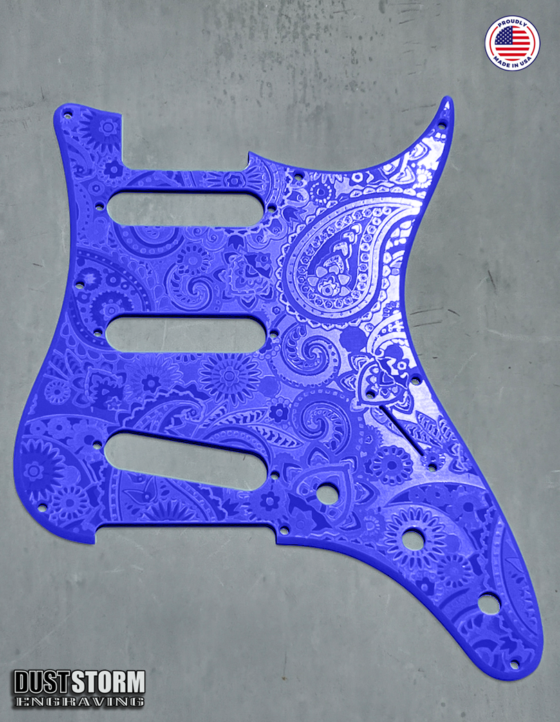 Paisley Pickguard Tremolo Cover Set for PRS Silver Sky - Engraved Acrylic - 10 Solid Color Choices
