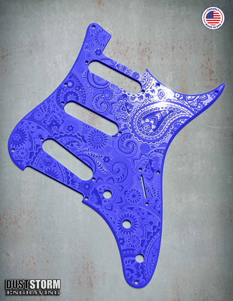 Paisley Pickguard Tremolo Cover Set for PRS Silver Sky - Engraved Acrylic - 10 Solid Color Choices