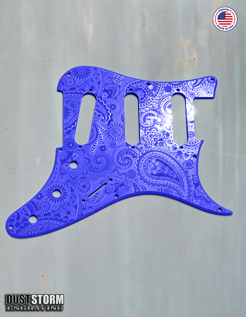 Paisley Pickguard Tremolo Cover Set for PRS Silver Sky - Engraved Acrylic - 10 Solid Color Choices