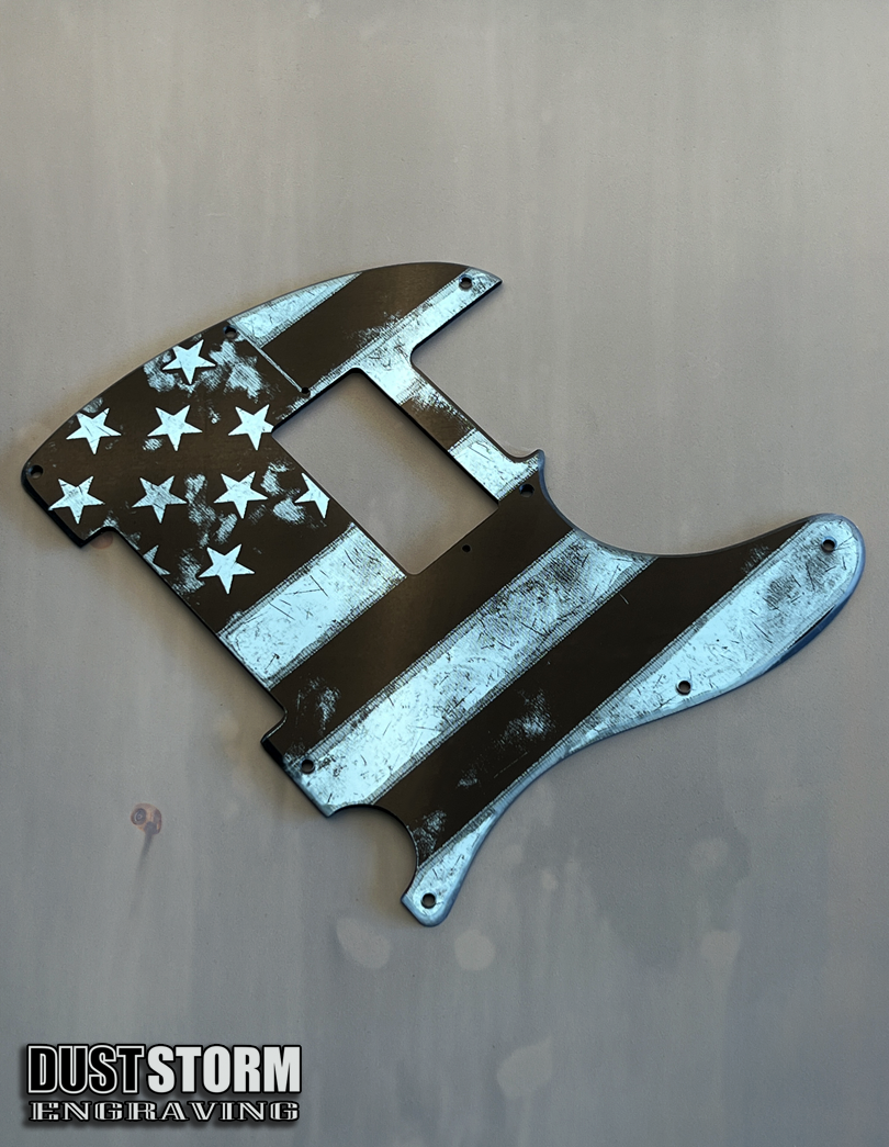 Engraved 8 Hole Pickguard for Fender Telecaster American Flag Blue Acrylic Mirror American/Mexican Tele Guitar Scratch Plate Humbucker or Standard Cut Available
