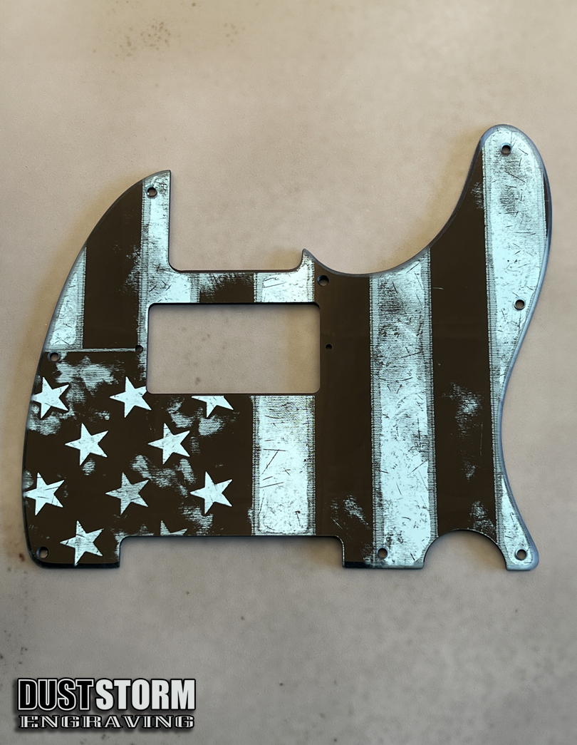 Engraved 8 Hole Pickguard for Fender Telecaster American Flag Blue Acrylic Mirror American/Mexican Tele Guitar Scratch Plate Humbucker or Standard Cut Available