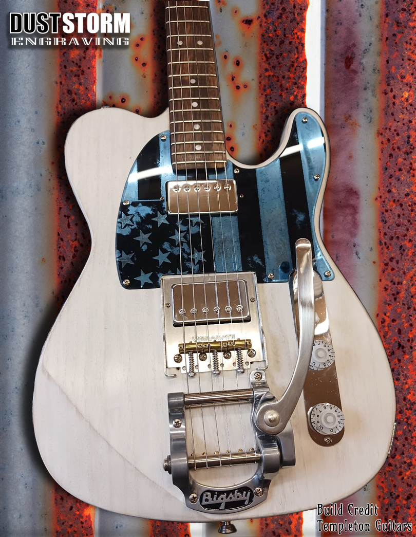 Engraved 8 Hole Pickguard for Fender Telecaster American Flag Blue Acrylic Mirror American/Mexican Tele Guitar Scratch Plate Humbucker or Standard Cut Available
