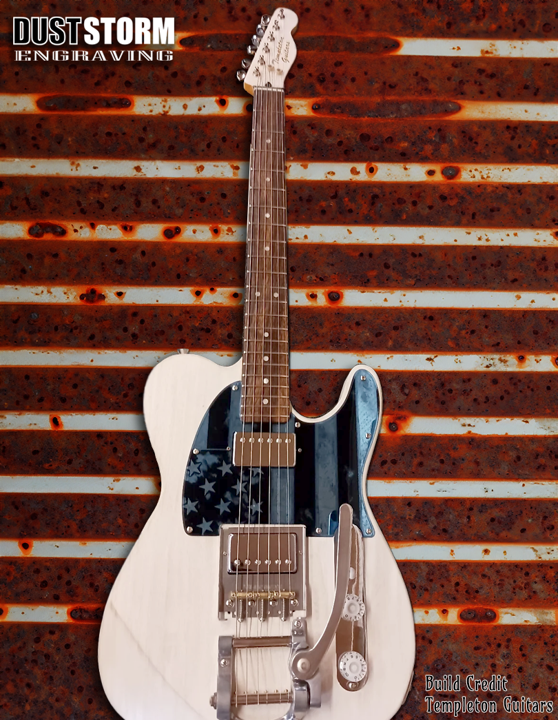 Engraved 8 Hole Pickguard for Fender Telecaster American Flag Blue Acrylic Mirror American/Mexican Tele Guitar Scratch Plate Humbucker or Standard Cut Available