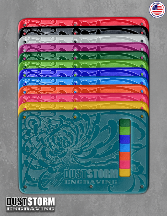 Engraved Tremolo Cover in Glossy Acrylic 12 Solid Color Choices for Fender Stratocaster