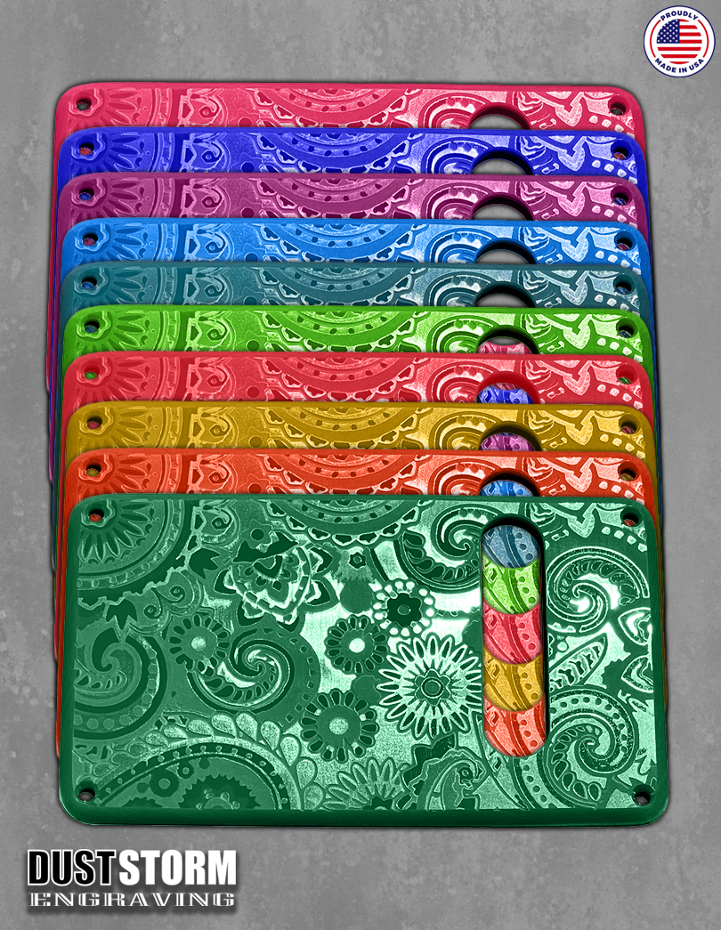 Paisley Pickguard Tremolo Cover Set for PRS Silver Sky - Engraved Acrylic - 10 Solid Color Choices
