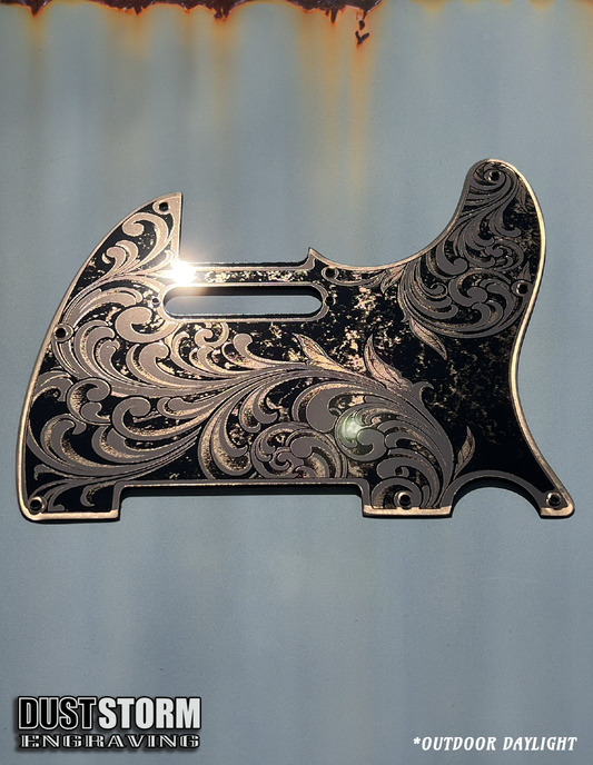 Engraved 8 Hole Pickguard for Fender Telecaster in Copper Acrylic Mirror American/Mexican Tele Guitar Scratch Plate Standard or Humbucker Cut Available