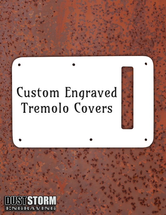 Custom Laser Engraved Tremolo Cover in Acrylic Mirror Solid Color Acrylic and Cherry Wood Veneer for Fender Stratocaster
