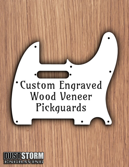 Custom Laser Engraved Cherry Wood Veneer Pickguards