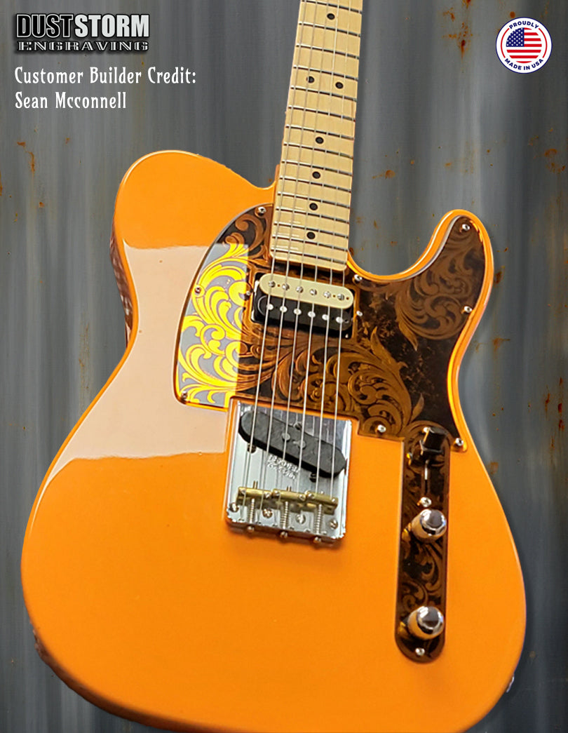 Burnt Orange Telecaster Pickguard and Toggle Control Plate Bundle