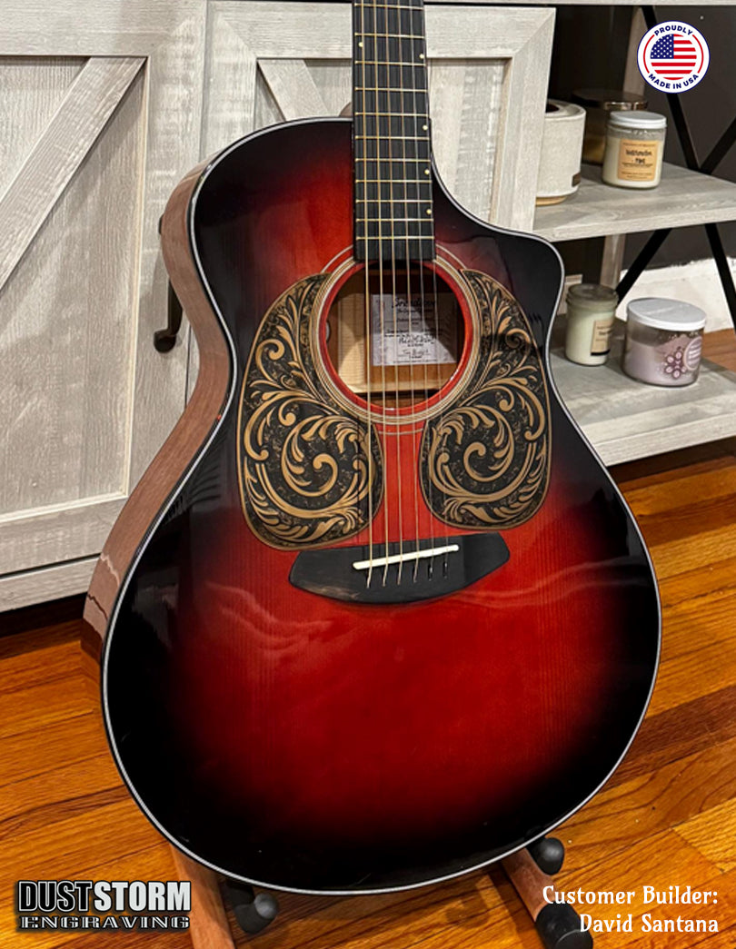 Acoustic Guitar Pickguard Laser Engraved Copper Acrylic Mirror for Martin D28 Style Guitar